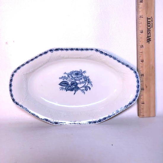 J & G Meakin Blue and White Hexagon Dish