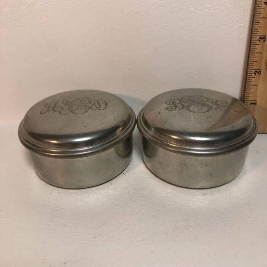 Lot of 2 Felt Lined Pewter Jewelry Boxes