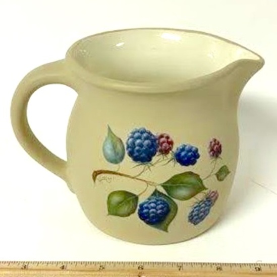 Ceramic Hand Painted Pitcher with Blue Berries Design