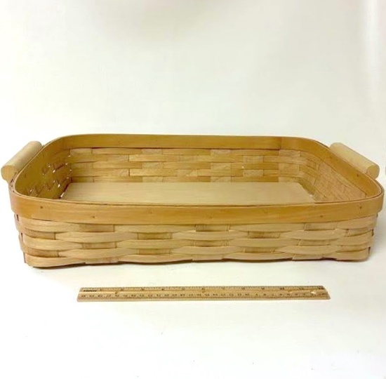 Double Handled Split Oak Basket with Wooden Base