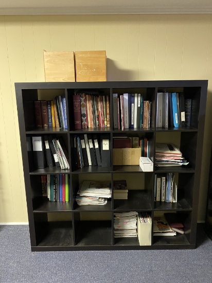 Dark Brown Book/Storage Cabinet with Contents