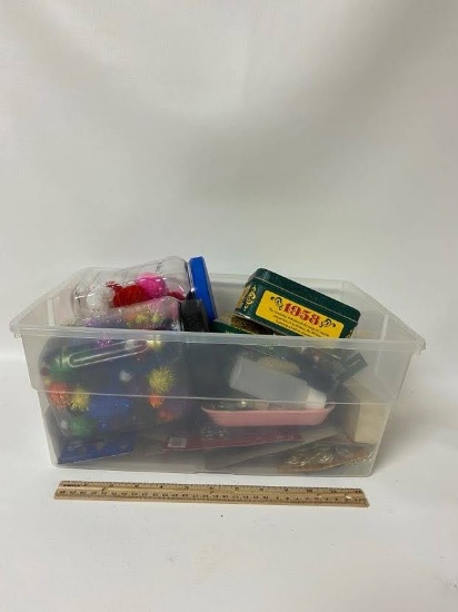 Assorted Tote Full of Crafting, Crayons, Wood Pieces & More