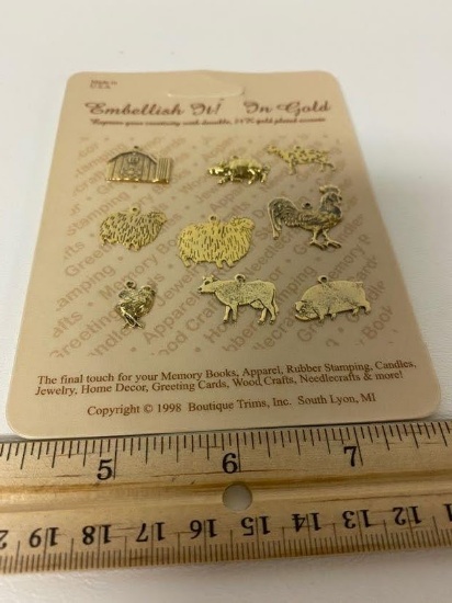“Embellish It In Gold” Crafting Accents 24K Gold Plated Pendants