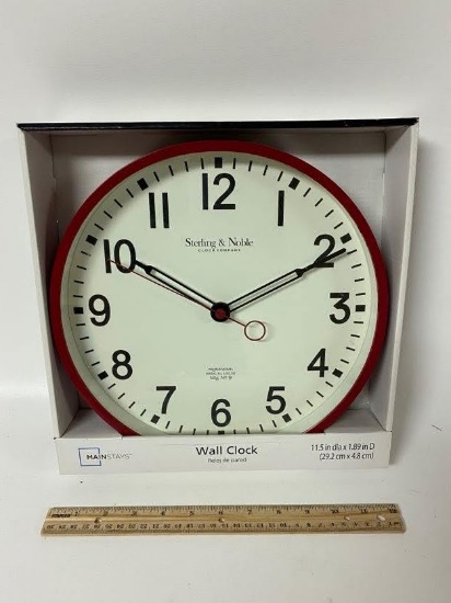 Red Sterling & Noble Wall Clock - New in Box