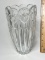 Tall Crystal Vase with Embossed Heart Design