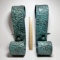 Large Turquoise Metal Scroll Candle Wall Sconces