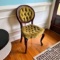 Antique Wooden Side chair with Tufted Back & Seat