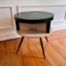 Mid-century Rotating Round Black & White 2-Tier Side Table