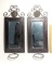 Pair of Decorative Leather and Metal Wall Sconce Mirrors with Glass Vases