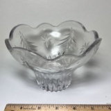 Pressed Glass Christmas Bowl with Ruffled Edge & Tree & Star Design