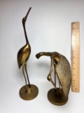 Pair of 1970’s Brass Crane Sculptures