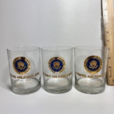 Set of 3 Air Force One “Jimmy Carter” Presidential Glasses with 24K Gold Letters & Seals