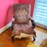 Antique Upholstered Side Chair with Queen Anne Legs