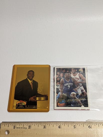 Lot of Various Larry Johnson NBA Trading Cards with 1 Members Choice Cased Card