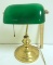 Brass Finish Banker’s Style Desk Lamp with Green Shade