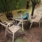 Outdoor Table with 4 Chairs and Floral Print Umbrella