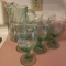 Green Pitcher With 6 Stemmed Glasses