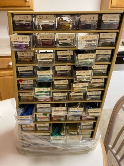 Vintage Metal Organizer with Different Color Crafting Strings
