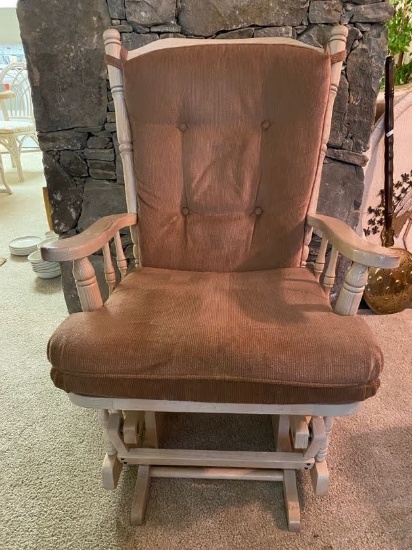 Vintage Wooden Mauve Rocker/Glider with Matching Footstool