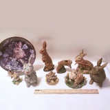 Assorted Lot of Bunny Rabbit Figurines & Decor
