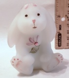 Signed Fenton Glass Hand Painted Bunny