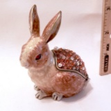 Hinged Enamel Rabbit Trinket Box