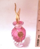 Pink Glass Merle Norman Perfume Bottle with Gold Stopper
