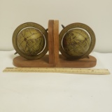 Pair of Globe Bookends with Wooden Bases
