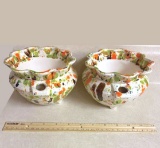 Retro Lot of 2 Speckled Ceramic Self Watering Planters