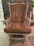 Vintage Wooden Mauve Rocker/Glider with Matching Footstool