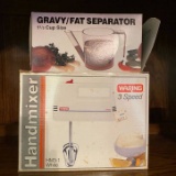 Lot of Kitchen Gadgets - Gravy Bowl, Mixer, Hot Topper