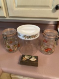 Vintage Lot of 3 Mushroom Canisters