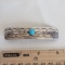 Navajo Crafted Hand Stamped Sterling Silver Hair Barrette with Turquoise Stone