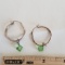 Sterling Silver Hoop Earrings with Green Crystals