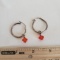 Sterling Silver Hoop Earrings with Orange Crystals