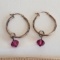 Sterling Silver Hoop Earrings with Pink Crystals