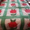Vintage Handmade Quilt - Red and Green Roses