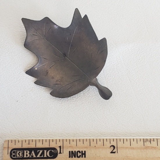Vintage Signed NYE Sterling Large Leaf Pin/Brooch