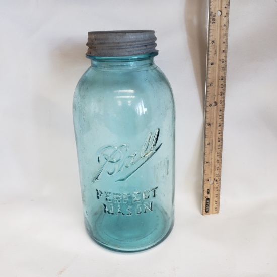 Vintage Ball Blue Half Gallon Mason Jar with Zinc Lid