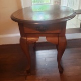 Vintage Wood End Table with Single Drawer