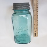Vintage Ball Blue Square Quart Mason Jar with Zinc Lid