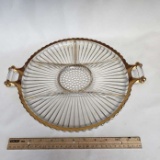 Jeanette Gold Trim Glass Serving Plate with Handles