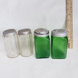 2 Sets of Art Deco Glass Salt and Pepper Shakers