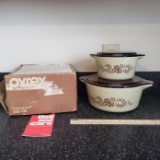 Vintage Pyrex Homestead 2 Bowl, 2 Lid Set in Box