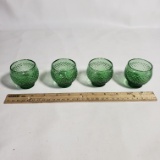 Set of 4 Vintage Green Cordial Glasses - Made In Italy
