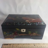 Vintage Japanese Black Lacquer Musical Jewelry Box