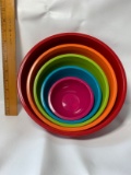 Set of 5 Rainbow Colored Plastic Mixing Bowls