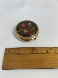 Cloisonne Butterfly and Flowers Metal Vintage Pill Box