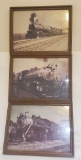 Lot of 3 Vintage Framed Train Prints