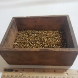 Large Lot of Tiny Brass Flat Head Screws in Wood Wake Forest Small Crate